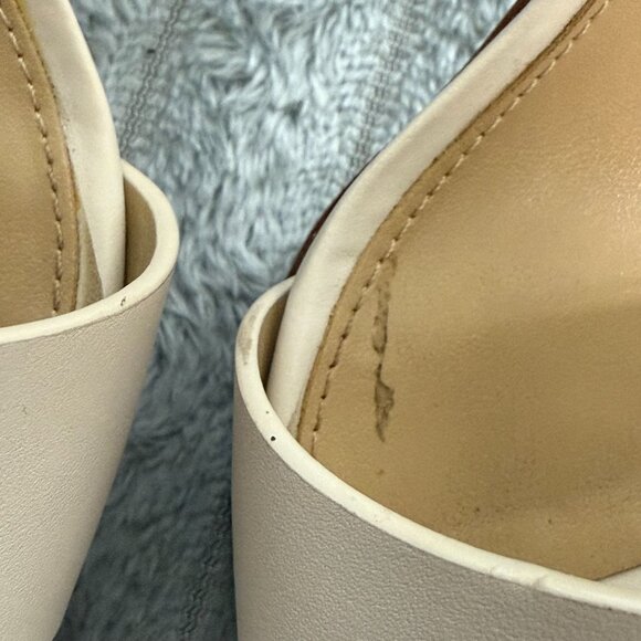 Michael Kors Shoes Womens 9 Ivory Leather Retro Platform Sandal Adjustable SG21L - Picture 10 of 10